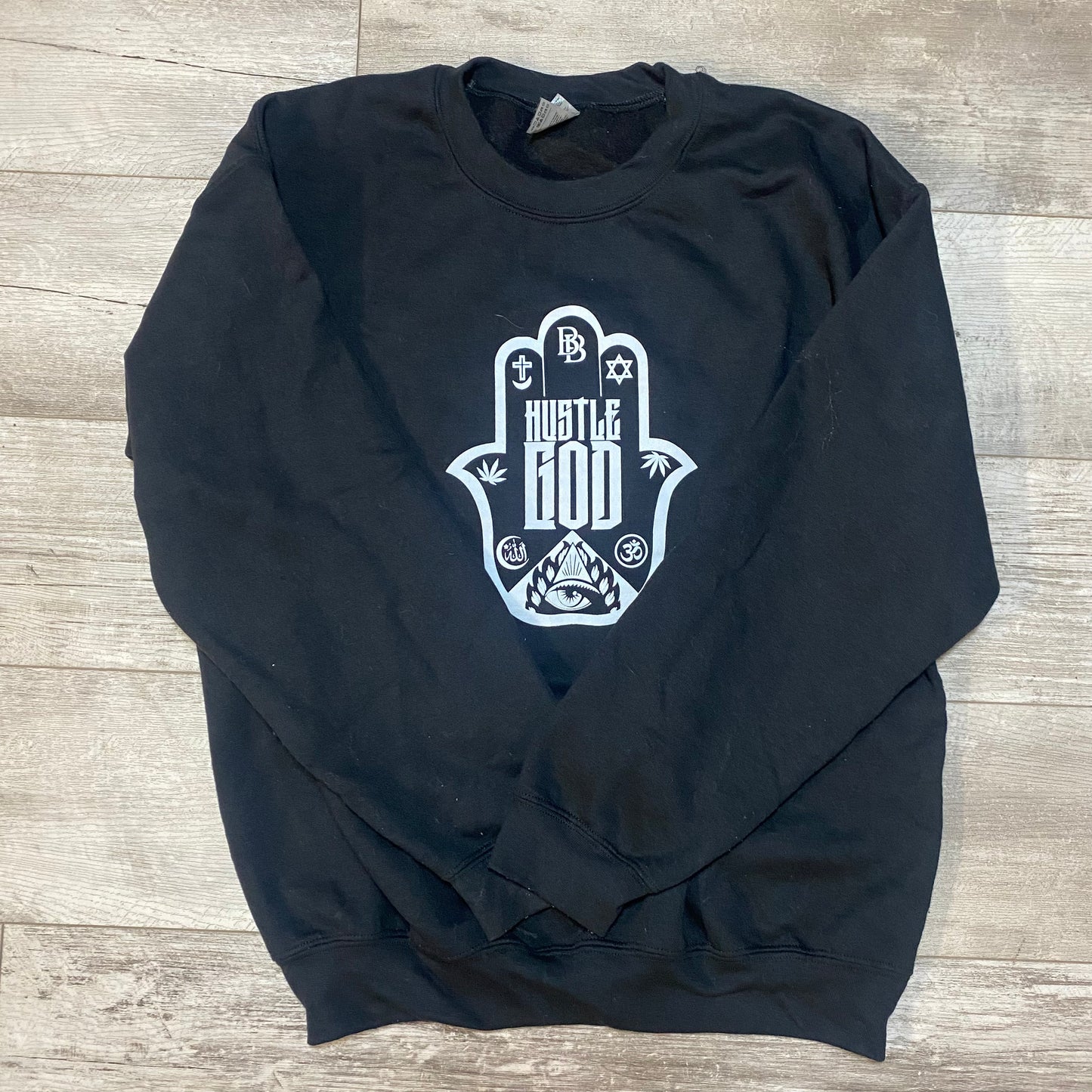 Hustle God Black Crewneck